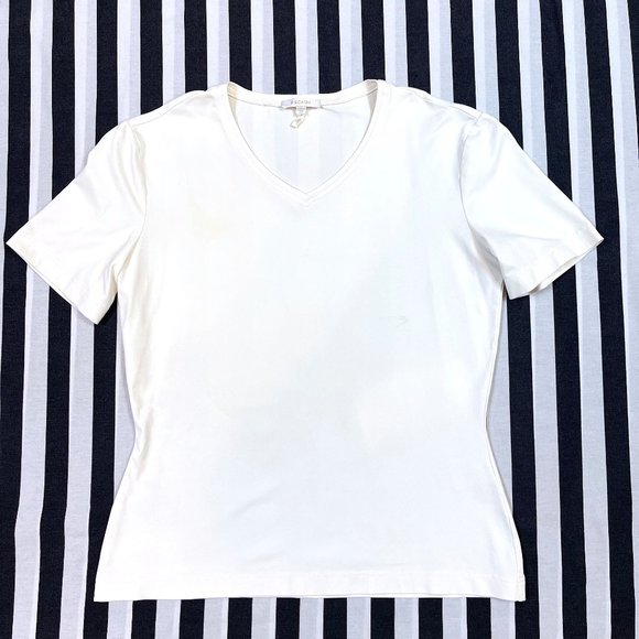 Auc Escada V neck white short sleeves top - Picture 1 of 7
